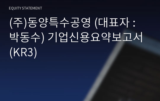 (주)동양특수공영 기업신용요약보고서 (KR3)