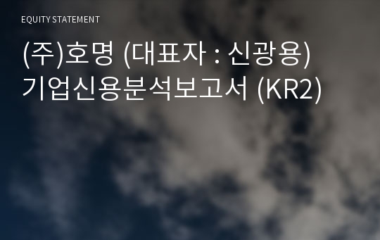 (주)호명 기업신용분석보고서 (KR2)