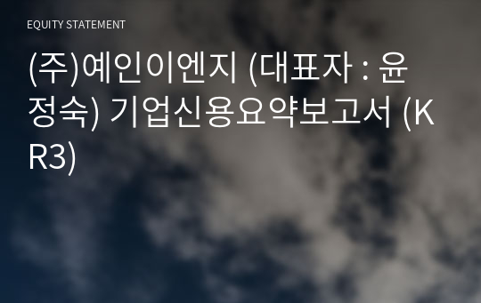 (주)예인이엔지 기업신용요약보고서 (KR3)