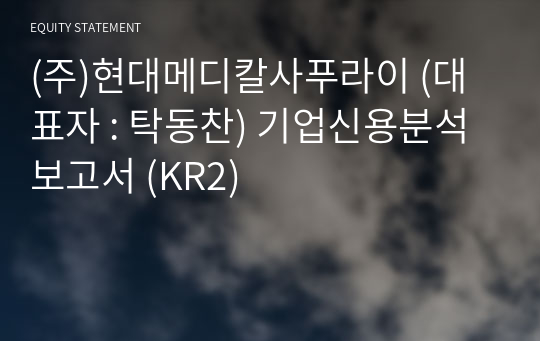 (주)현대메디칼사푸라이 기업신용분석보고서 (KR2)