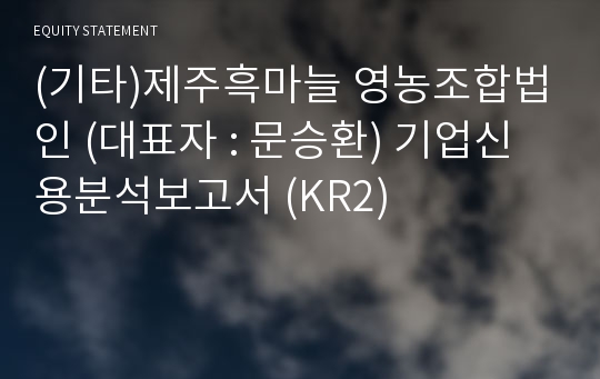 (기타)제주흑마늘 영농조합법인 기업신용분석보고서 (KR2)