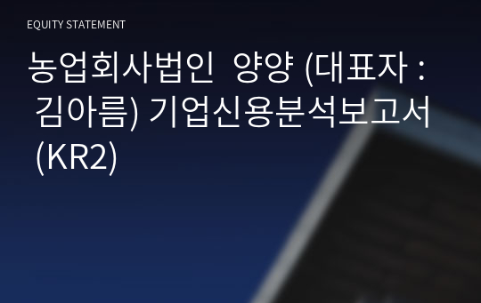 농업회사법인  양양 기업신용분석보고서 (KR2)