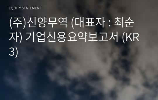 (주)신양무역 기업신용요약보고서 (KR3)