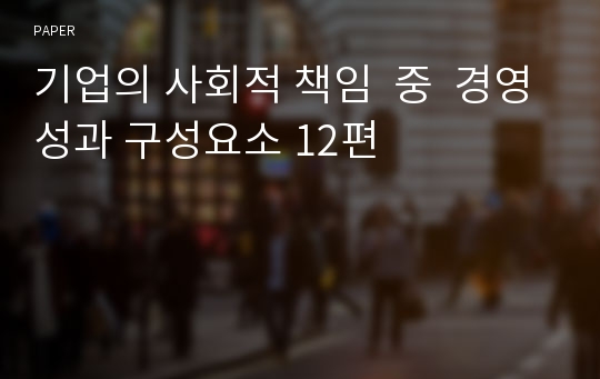 기업의 사회적 책임  중  경영성과 구성요소 12편