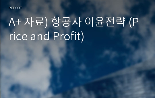 A+ 자료) 항공사 이윤전략 (Price and Profit)