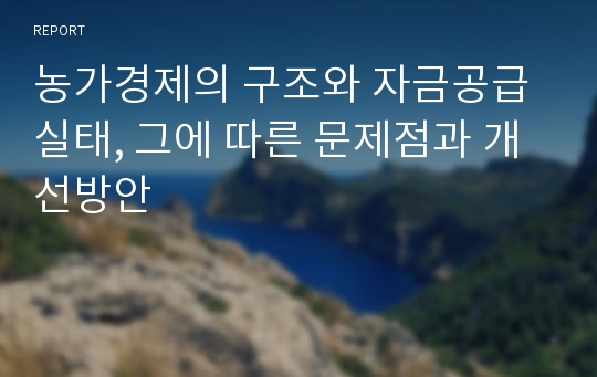 농가경제의 구조와 자금공급 실태, 그에 따른 문제점과 개선방안