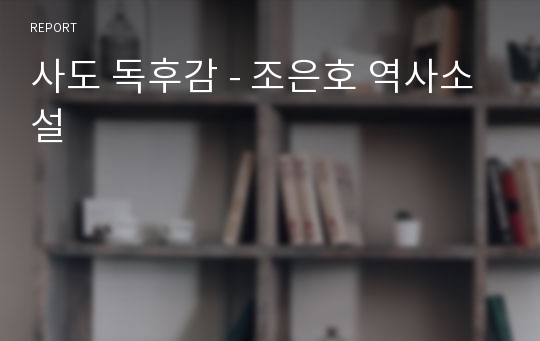 사도 독후감 - 조은호 역사소설