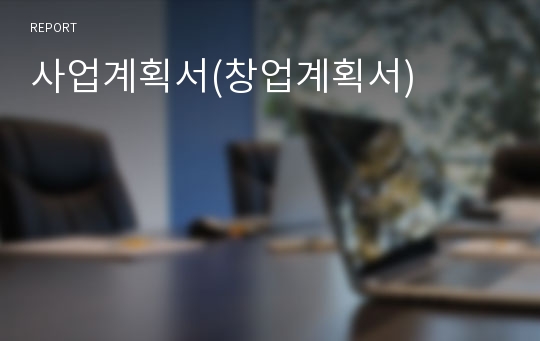 사업계획서(창업계획서)