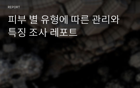 피부 별 유형에 따른 관리와 특징 조사 레포트