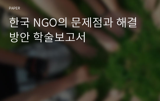 한국 NGO의 문제점과 해결방안 학술보고서