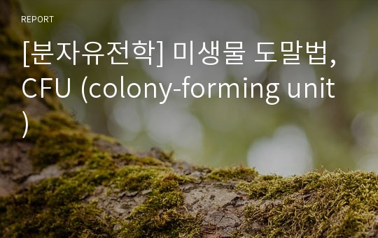 [분자유전학] 미생물 도말법, CFU (colony-forming unit)