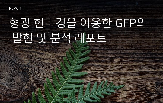 형광 현미경을 이용한 GFP의 발현 및 분석 레포트