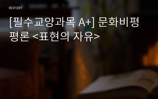 [필수교양과목 A+] 문화비평 평론 &lt;표현의 자유&gt;