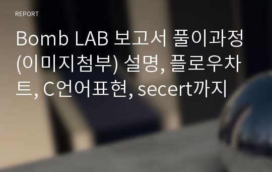 Bomb LAB 보고서 풀이과정(이미지첨부) 설명, 플로우차트, C언어표현, secert까지