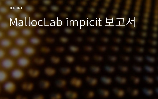 MallocLab impicit 보고서