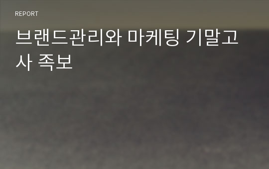 브랜드관리와 마케팅 기말고사 족보