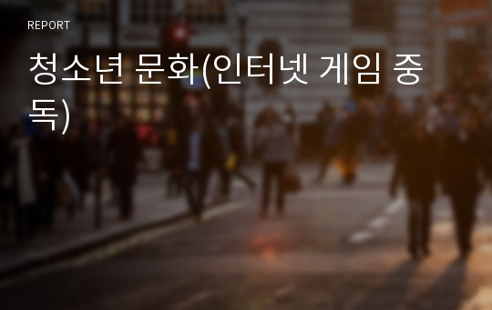 청소년 문화(인터넷 게임 중독)