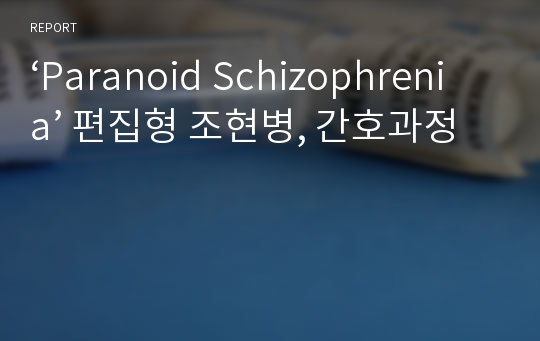 ‘Paranoid Schizophrenia’ 편집형 조현병, 간호과정