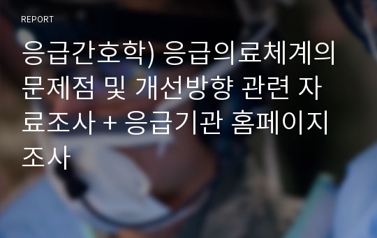 응급간호학) 응급의료체계의 문제점 및 개선방향 관련 자료조사 + 응급기관 홈페이지 조사