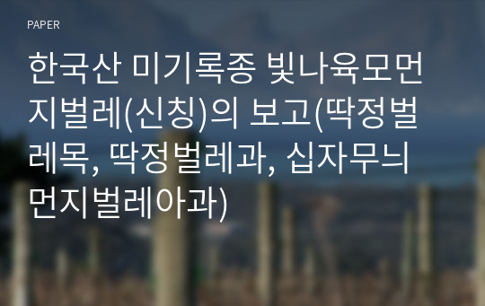 한국산 미기록종 빛나육모먼지벌레(신칭)의 보고(딱정벌레목, 딱정벌레과, 십자무늬먼지벌레아과)