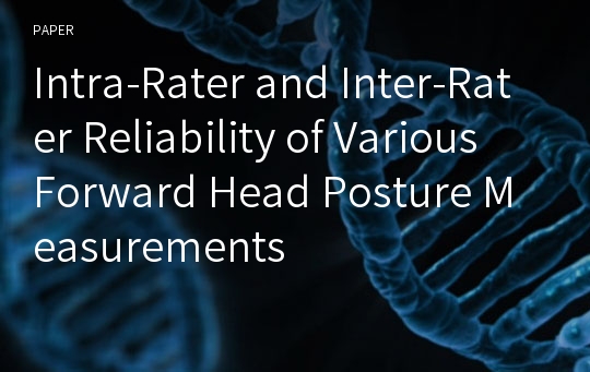 Intra-Rater and Inter-Rater Reliability of Various Forward Head Posture Measurements