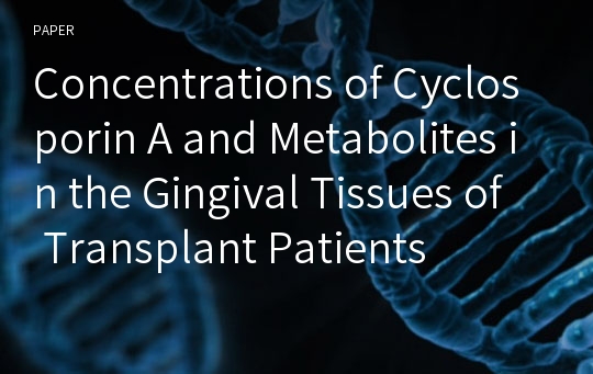 Concentrations of Cyclosporin A and Metabolites in the Gingival Tissues of Transplant Patients