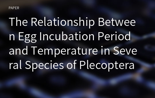 The Relationship Between Egg Incubation Period and Temperature in Several Species of Plecoptera