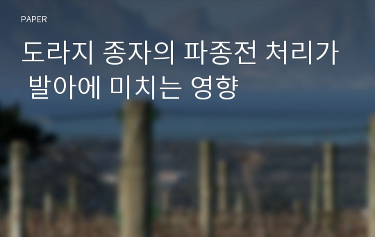 도라지 종자의 파종전 처리가 발아에 미치는 영향