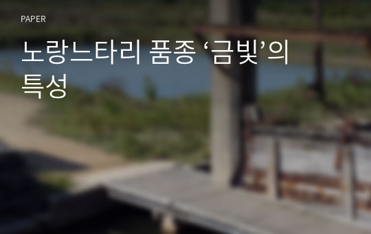 노랑느타리 품종 ‘금빛’의 특성