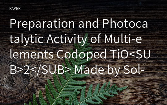 Preparation and Photocatalytic Activity of Multi-elements Codoped TiO&amp;lt;SUB&amp;gt;2&amp;lt;/SUB&amp;gt; Made by Sol-gel Method and Microwave Treatment