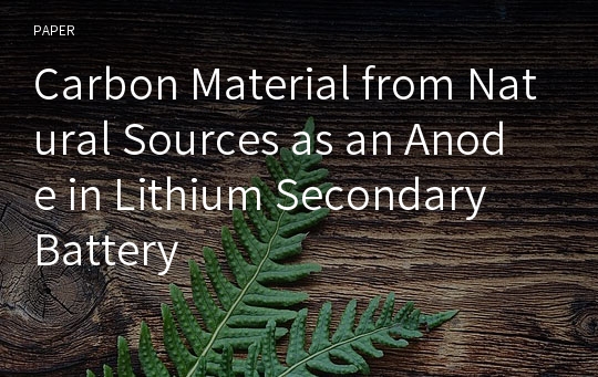 Carbon Material from Natural Sources as an Anode in Lithium Secondary Battery