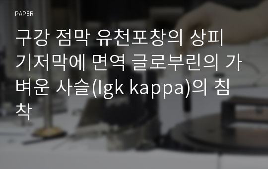 구강 점막 유천포창의 상피 기저막에 면역 글로부린의 가벼운 사슬(Igk kappa)의 침착