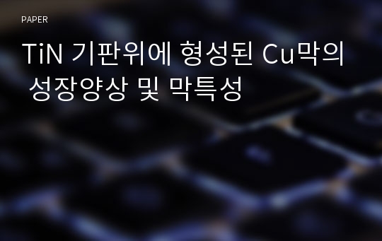 TiN 기판위에 형성된 Cu막의 성장양상 및 막특성