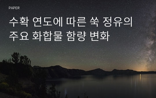 수확 연도에 따른 쑥 정유의 주요 화합물 함량 변화