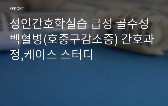 성인간호학실습 급성 골수성 백혈병(호중구감소증) 간호과정,케이스 스터디