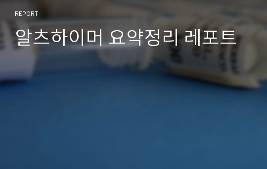 알츠하이머 요약정리 레포트