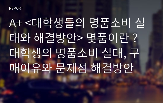 A+ &lt;대학생들의 명품소비 실태와 해결방안&gt; 몇품이란 ? 대학생의 명품소비 실태, 구매이유와 문제점 해결방안