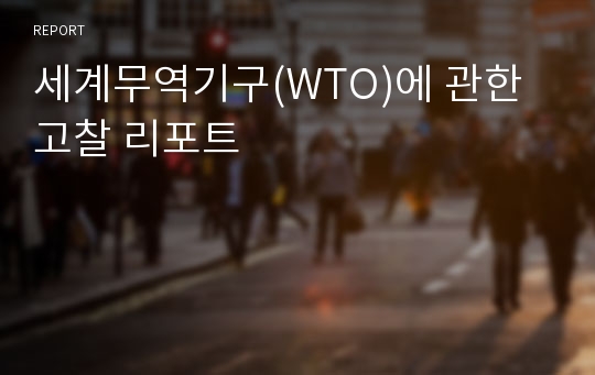 세계무역기구(WTO)에 관한 고찰 리포트