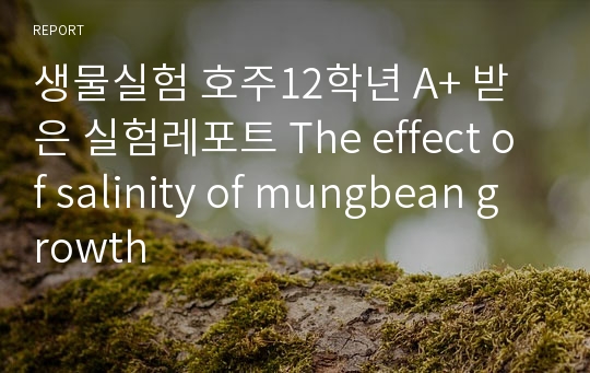 생물실험 호주12학년 A+ 받은 실험레포트 The effect of salinity of mungbean growth