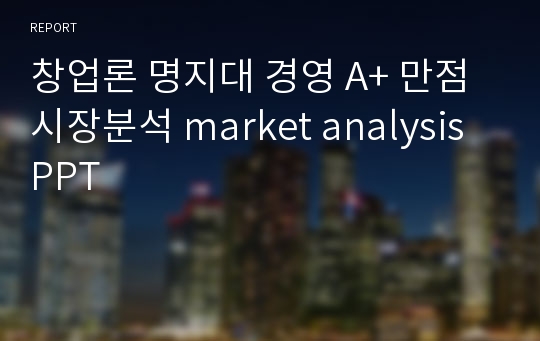 창업론 명지대 경영 A+ 만점 시장분석 market analysis PPT