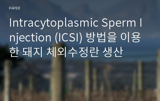 Intracytoplasmic Sperm Injection (ICSI) 방법을 이용한 돼지 체외수정란 생산