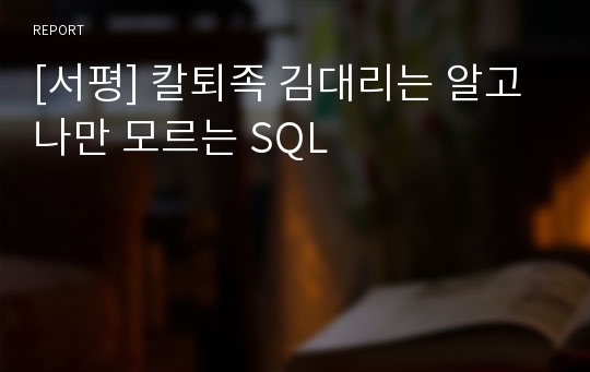 [서평] 칼퇴족 김대리는 알고 나만 모르는 SQL