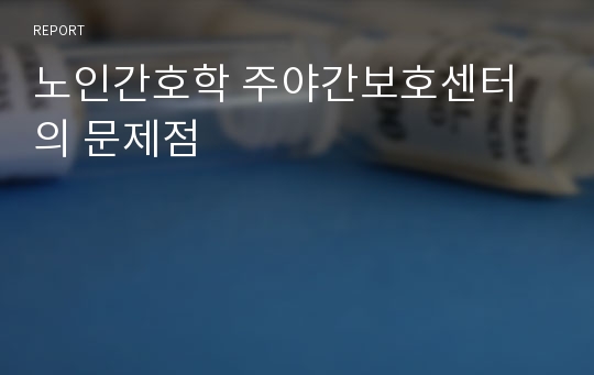 노인간호학 주야간보호센터의 문제점