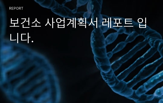 보건소 사업계획서 레포트 입니다.