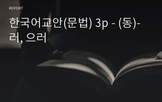 한국어교안(문법) 3p - (동)-러, 으러