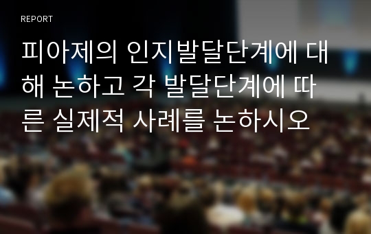 피아제의 인지발달단계에 대해 논하고 각 발달단계에 따른 실제적 사례를 논하시오