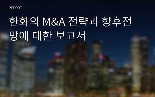 한화의 M&amp;A 전략과 향후전망에 대한 보고서