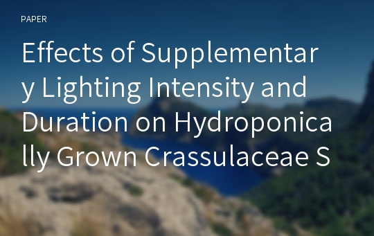 Effects of Supplementary Lighting Intensity and Duration on Hydroponically Grown Crassulaceae Species