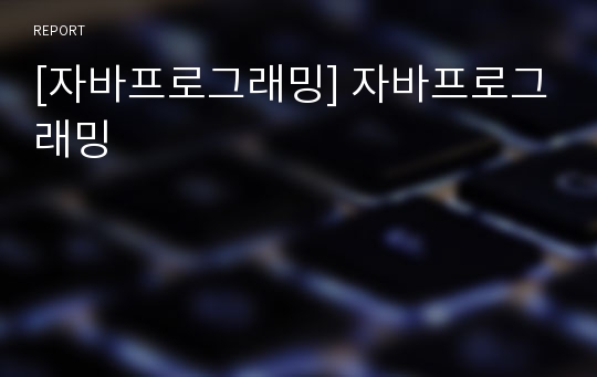 [자바프로그래밍] 자바프로그래밍