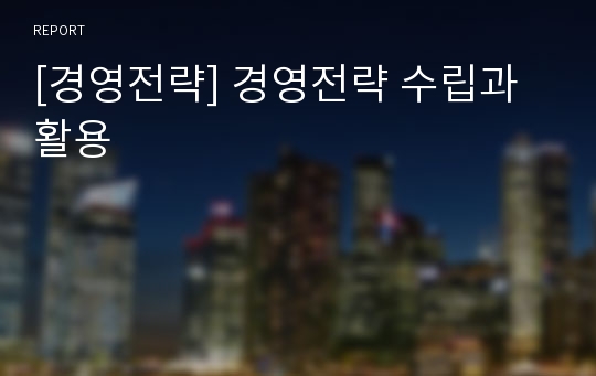 [경영전략] 경영전략 수립과 활용